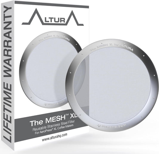 The MESH XL: Reusable Metal Filter for AeroPress XL Coffee Maker. No More Paper Filters.